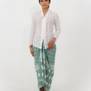 Traditional Balinese handwoven sarong in pastel green