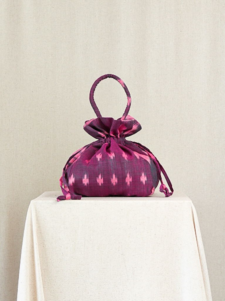 Ikat Drawstring Bag - Bola Sari (Magenta)