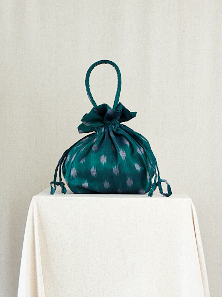 Ikat Drawstring Bag - Sari Telu(Emerald)