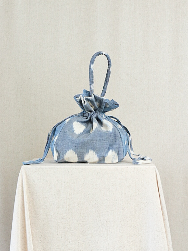 Ikat Drawstring Bag - Bola Sari (Light Blue)
